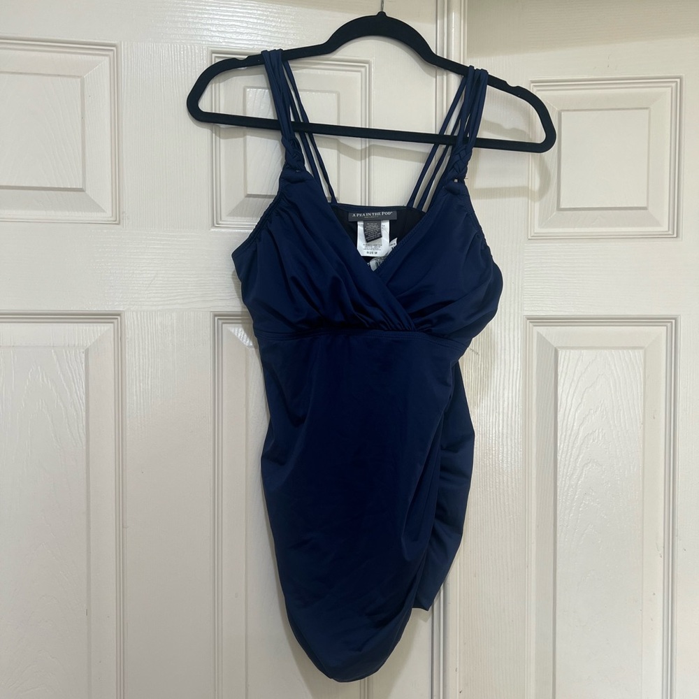 Pea in the Pod Blue Built inn Bra Maternity swimsuit Top Bikini Top Medium‎